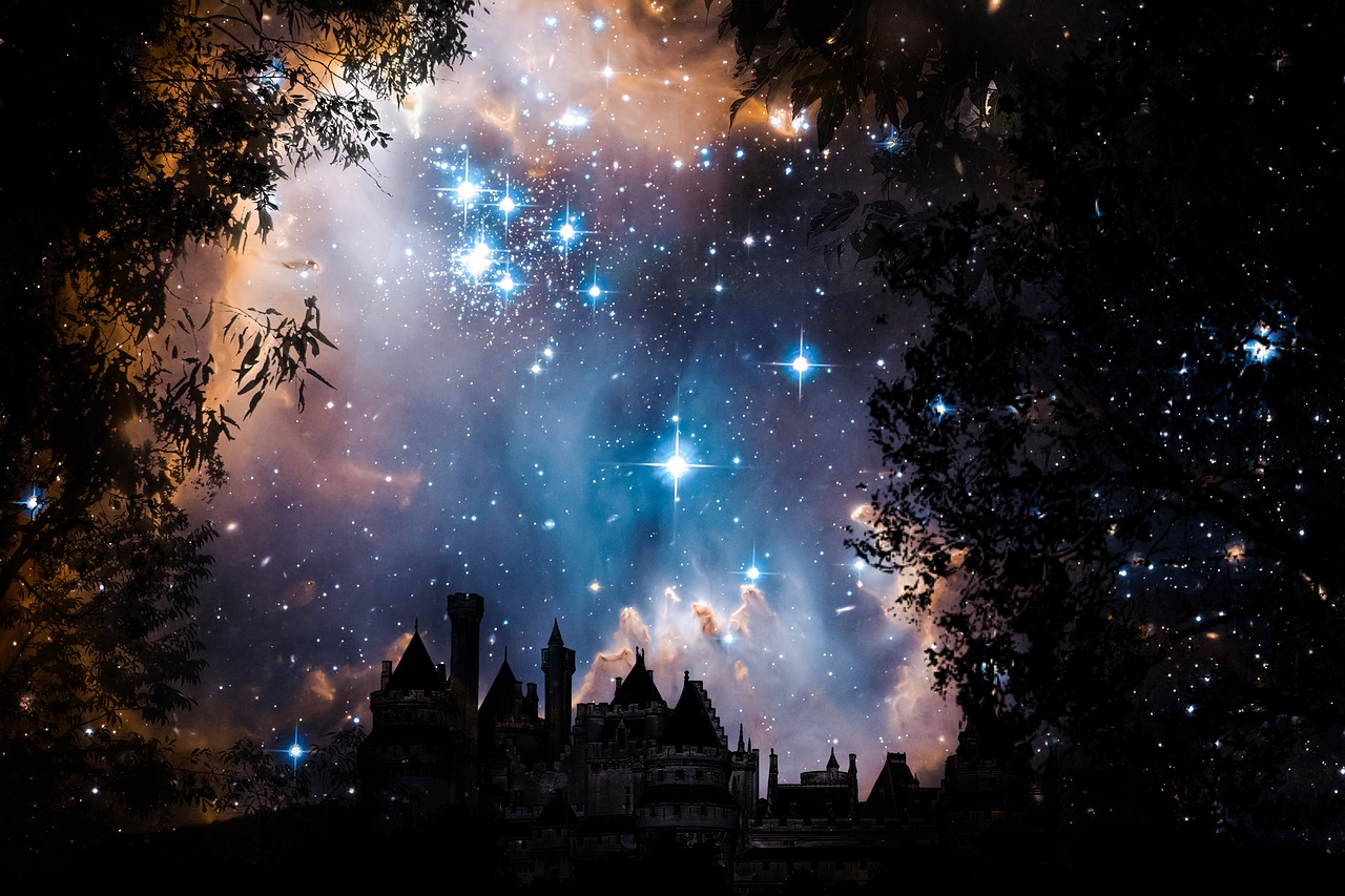 Image - night sky star rally trees
