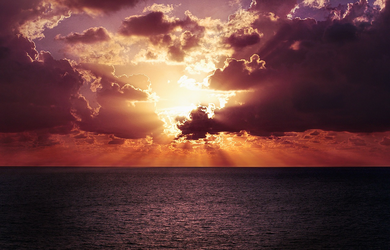 Image - horizon sky sunset ocean water