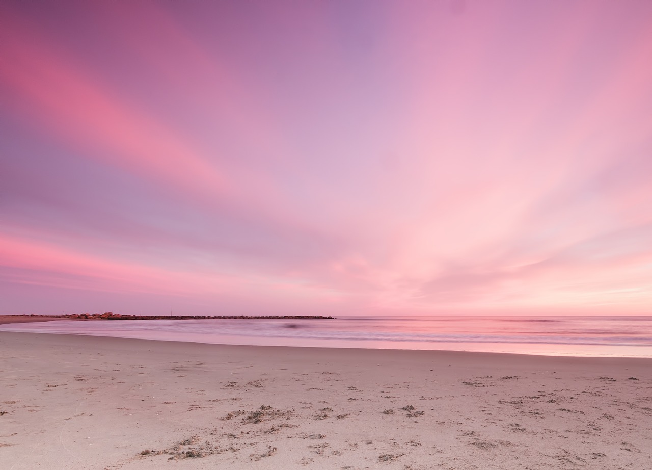 Image - sunset beach the sky horizon pink