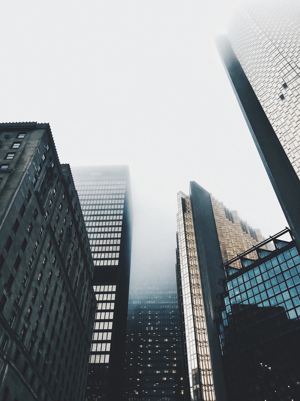 Image - buildings skyscrapers sky foggy