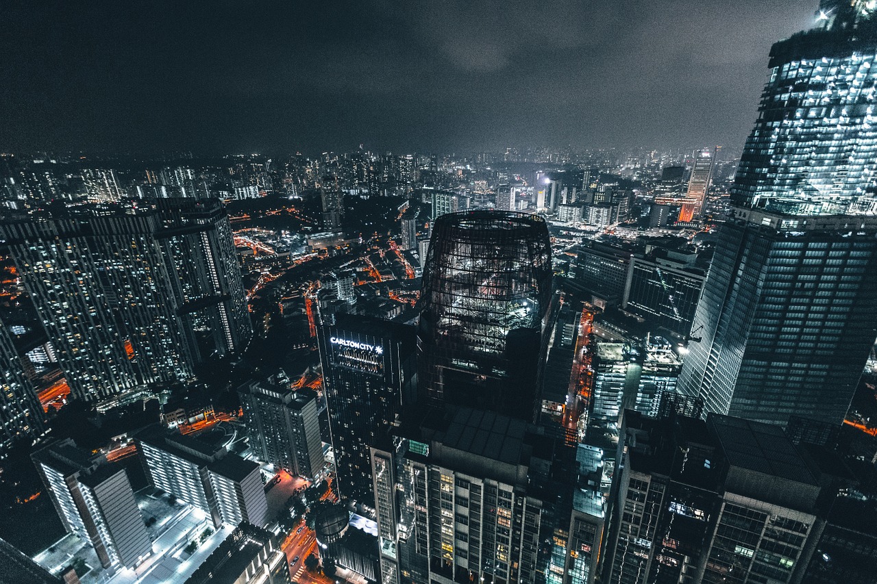 Image - city night urban buildings
