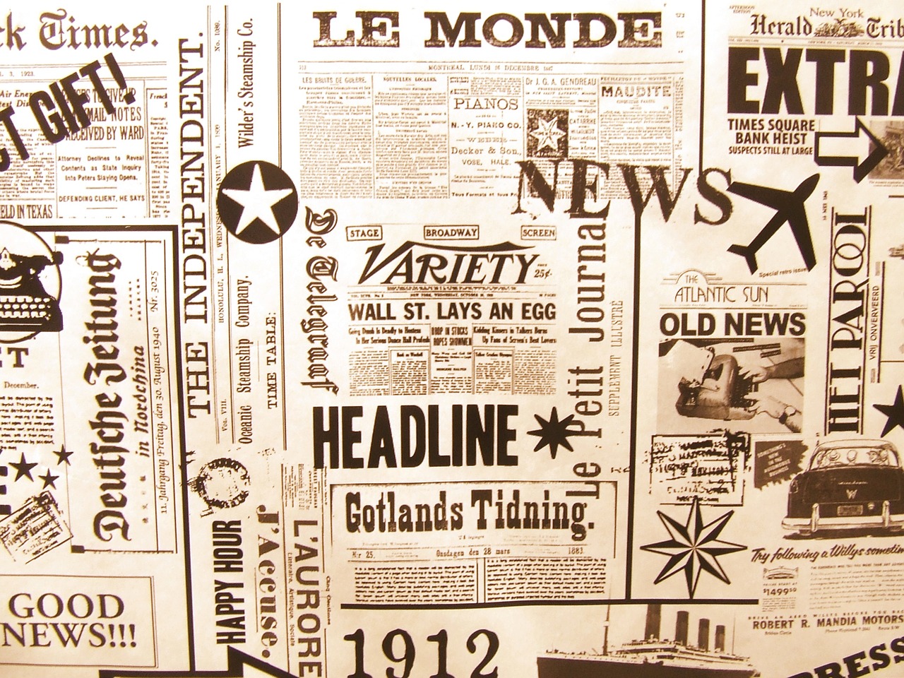 Image - newspaper le monde background old