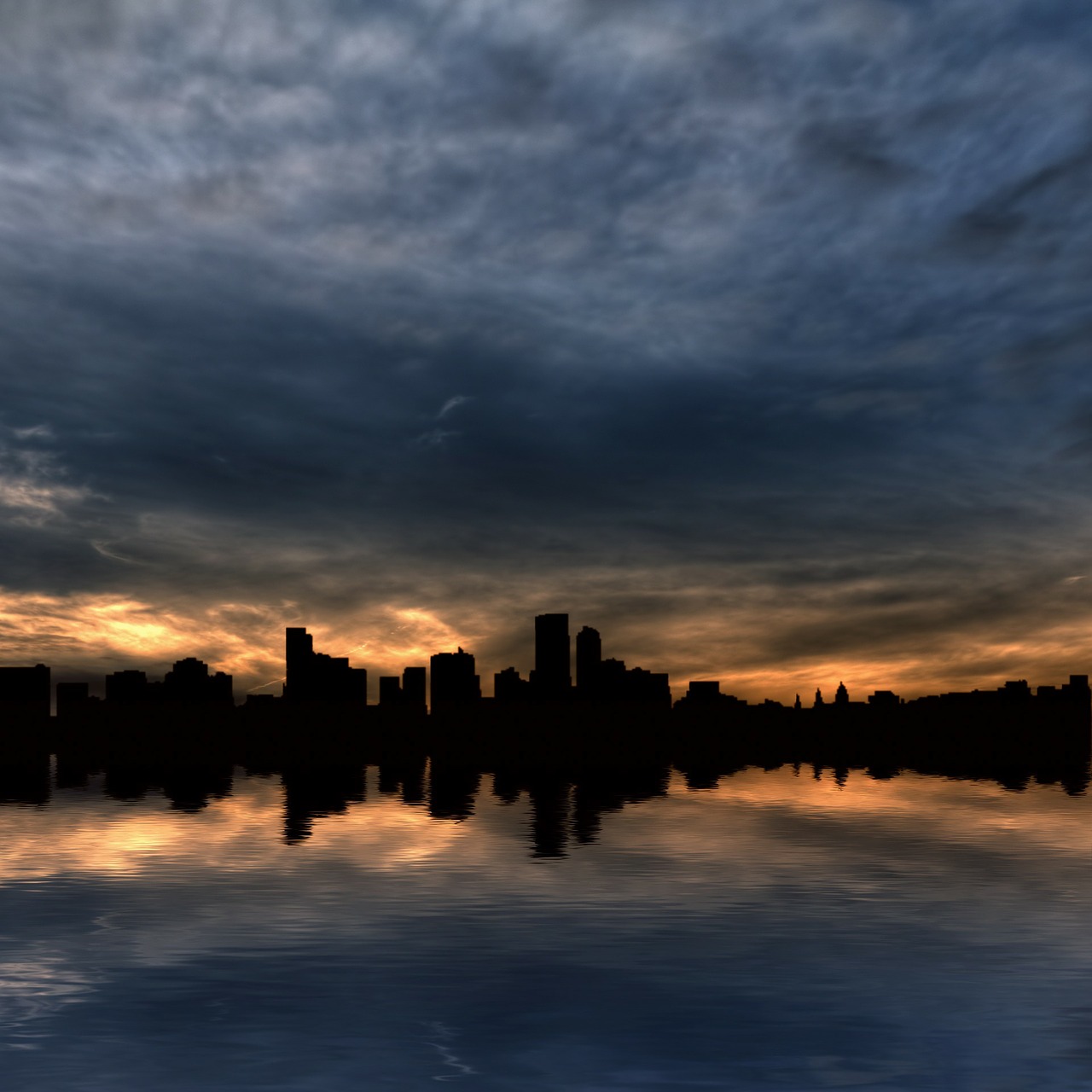 Image - skyline water horizon sunrise