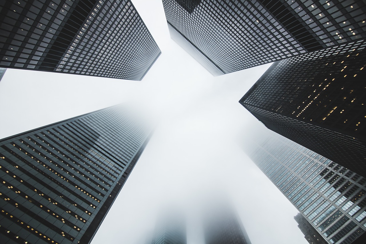 Image - skyscrapers sky cityscape fisheye