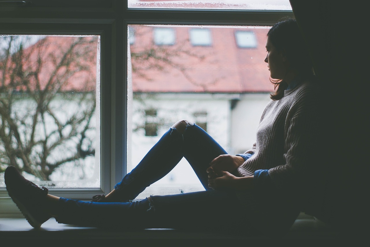 Image - window view sitting indoors girl