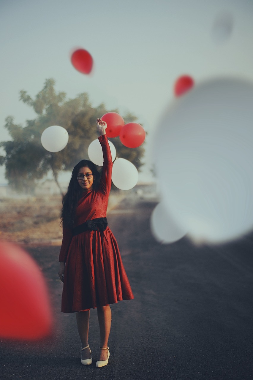 Image - balloons woman colorful celebration