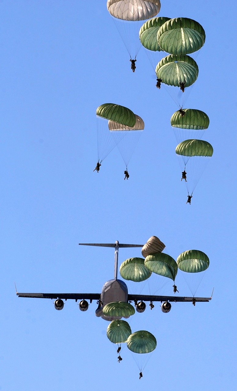 Image - parachutes parachutists plane jet