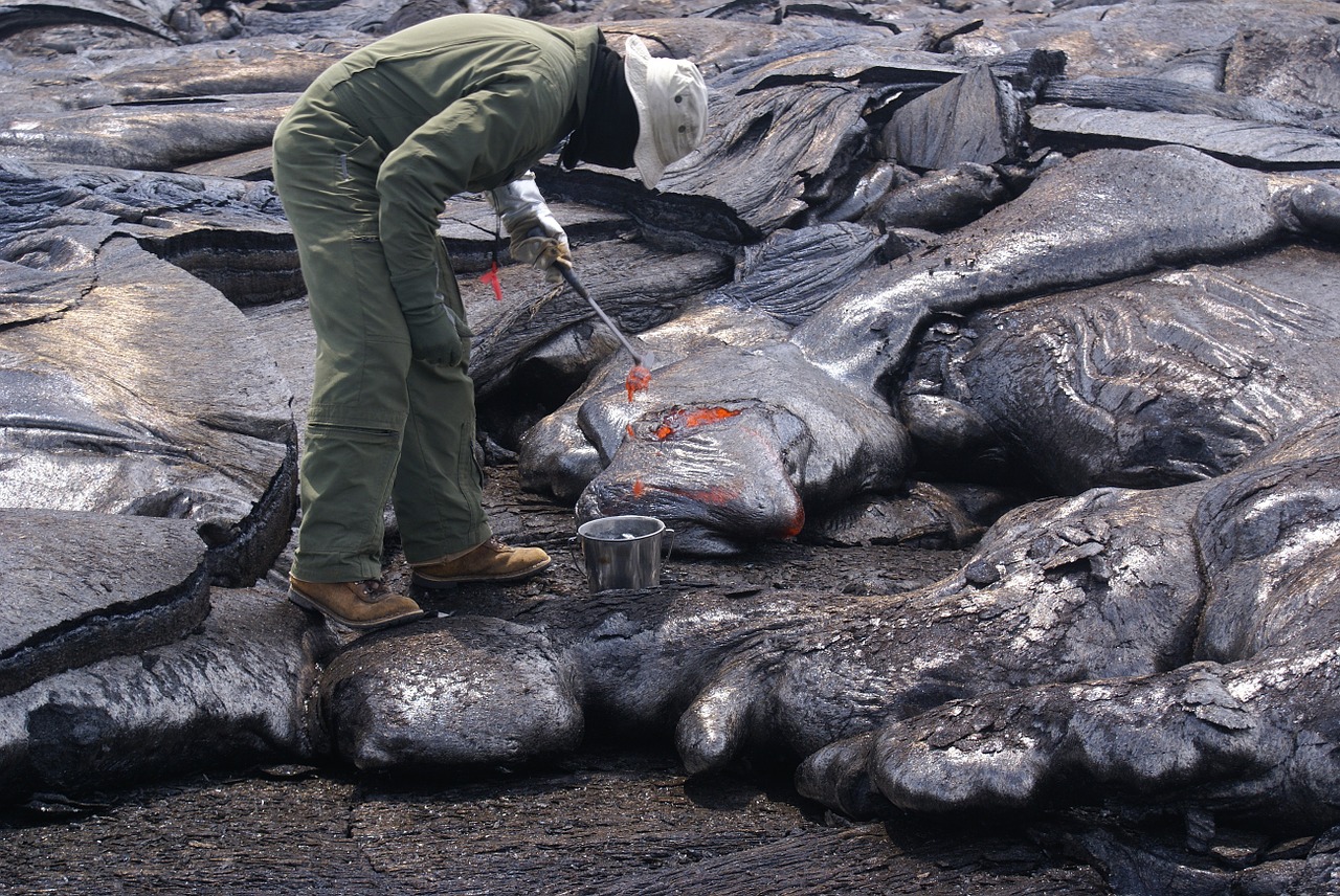 Image - lava sampling scientist volcanology