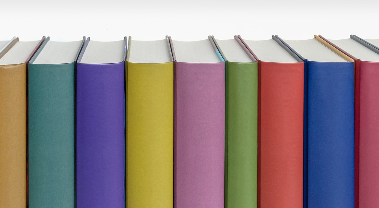 Image - books spine colors pastel