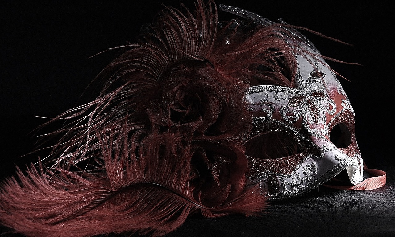 Image - venetian mask red light painting