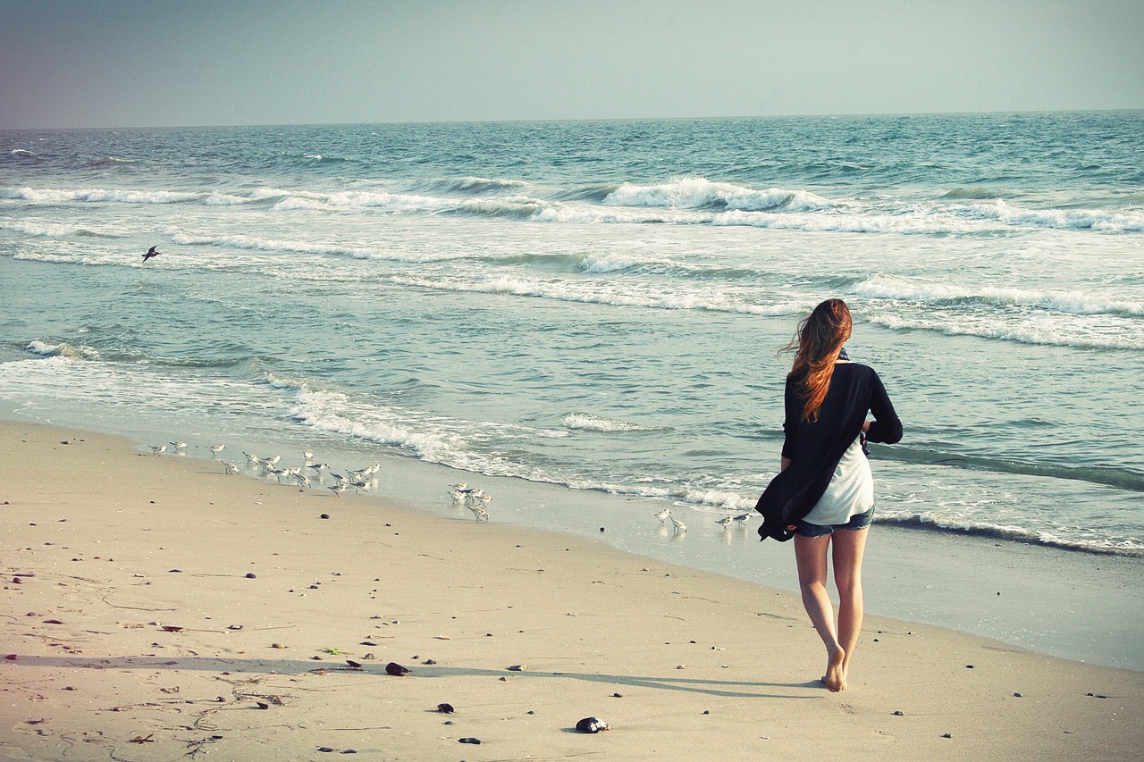 Image - beach woman walking away