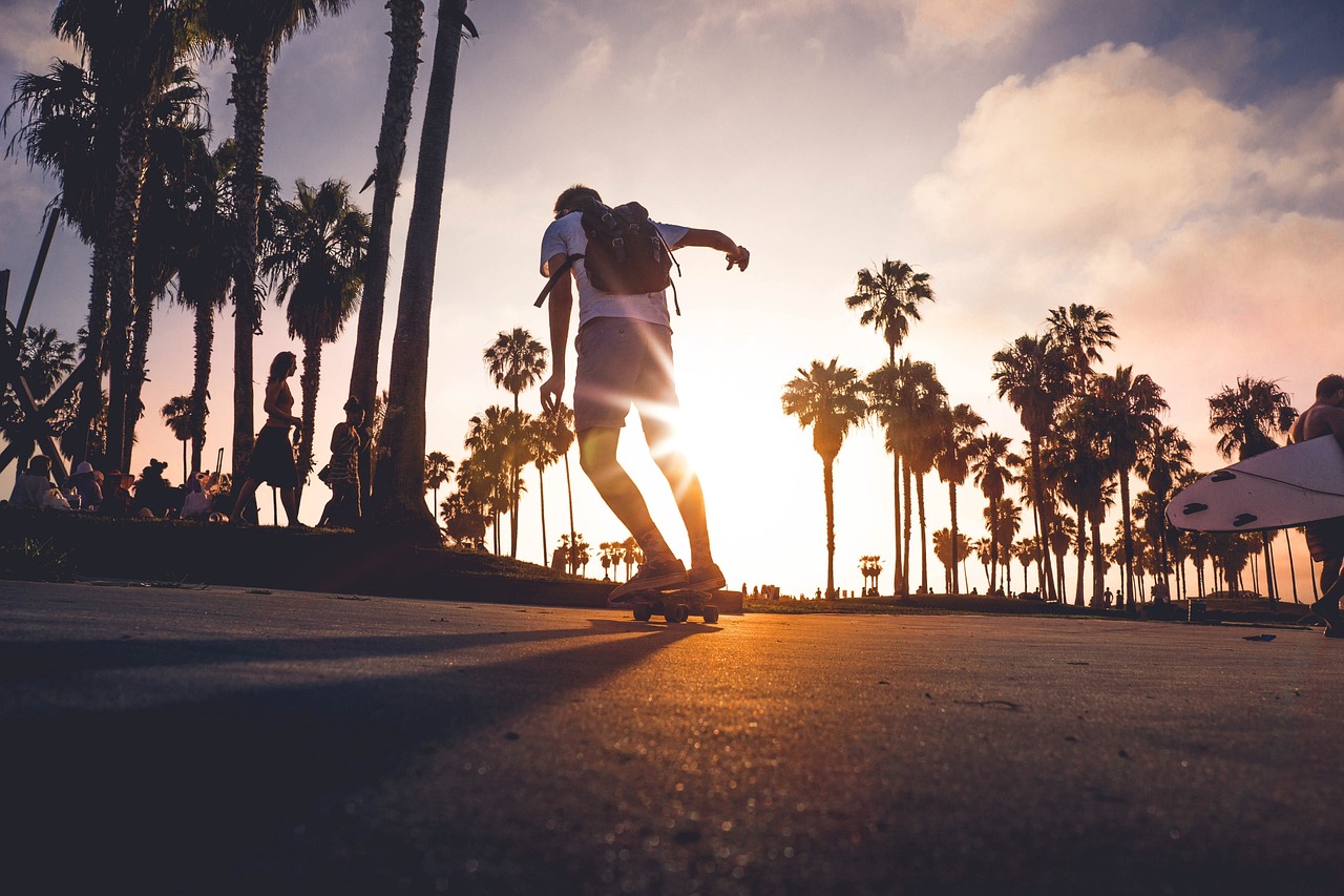 Image - skateboarding sunset outdoor young