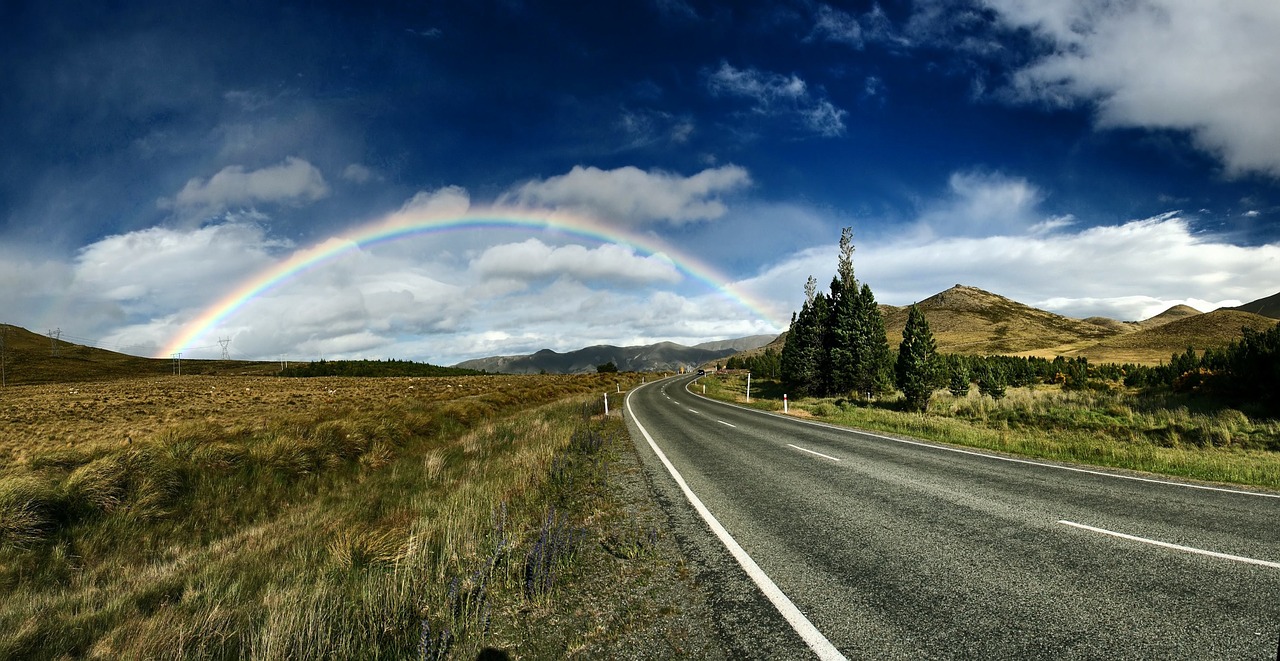 Image - rainbow background roadway