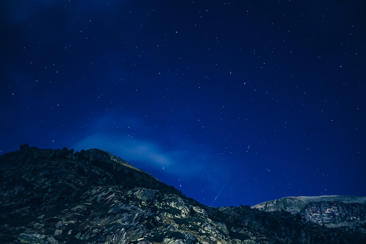 Image - starry night starry sky mountains