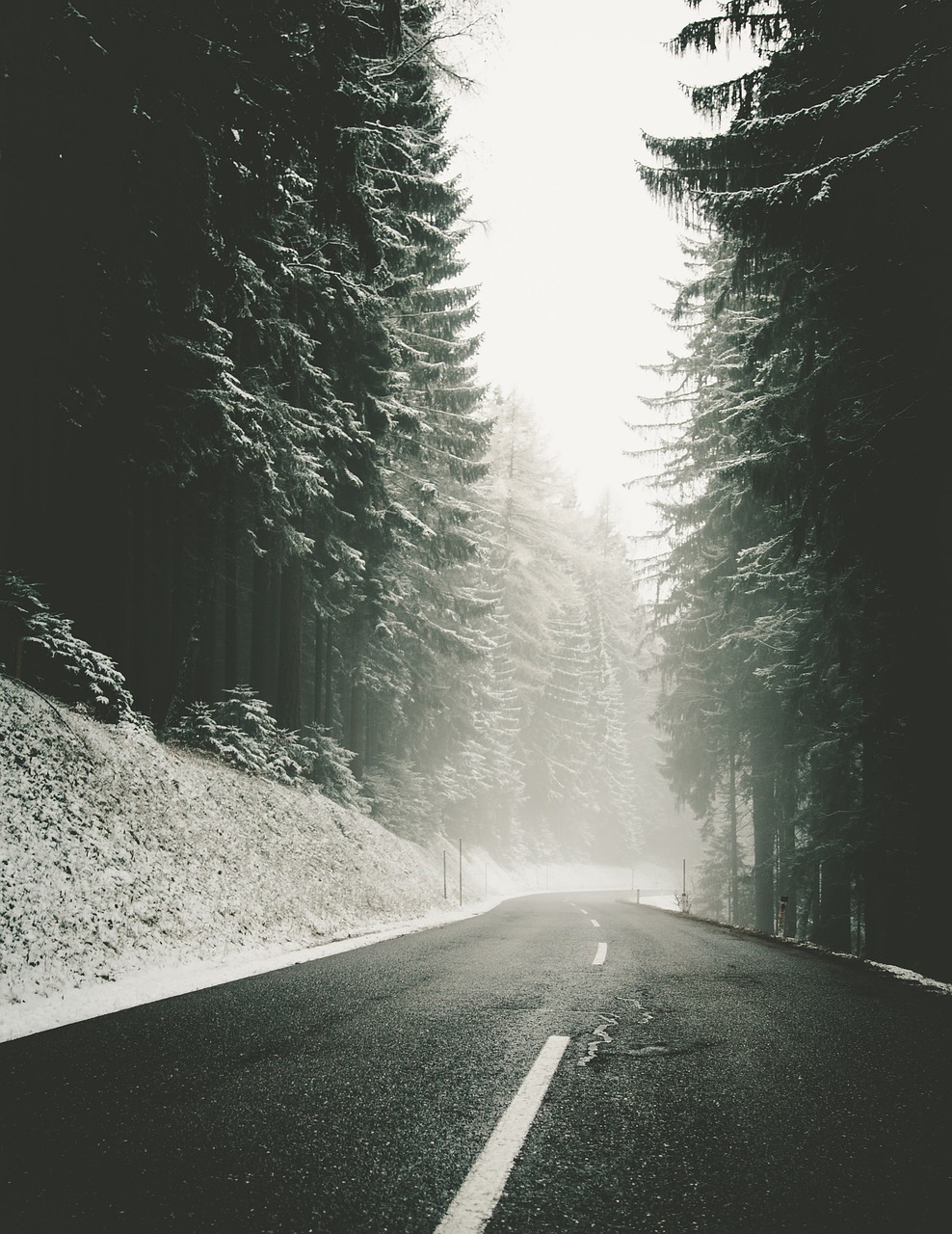 Image - snowy roadway road winter drive