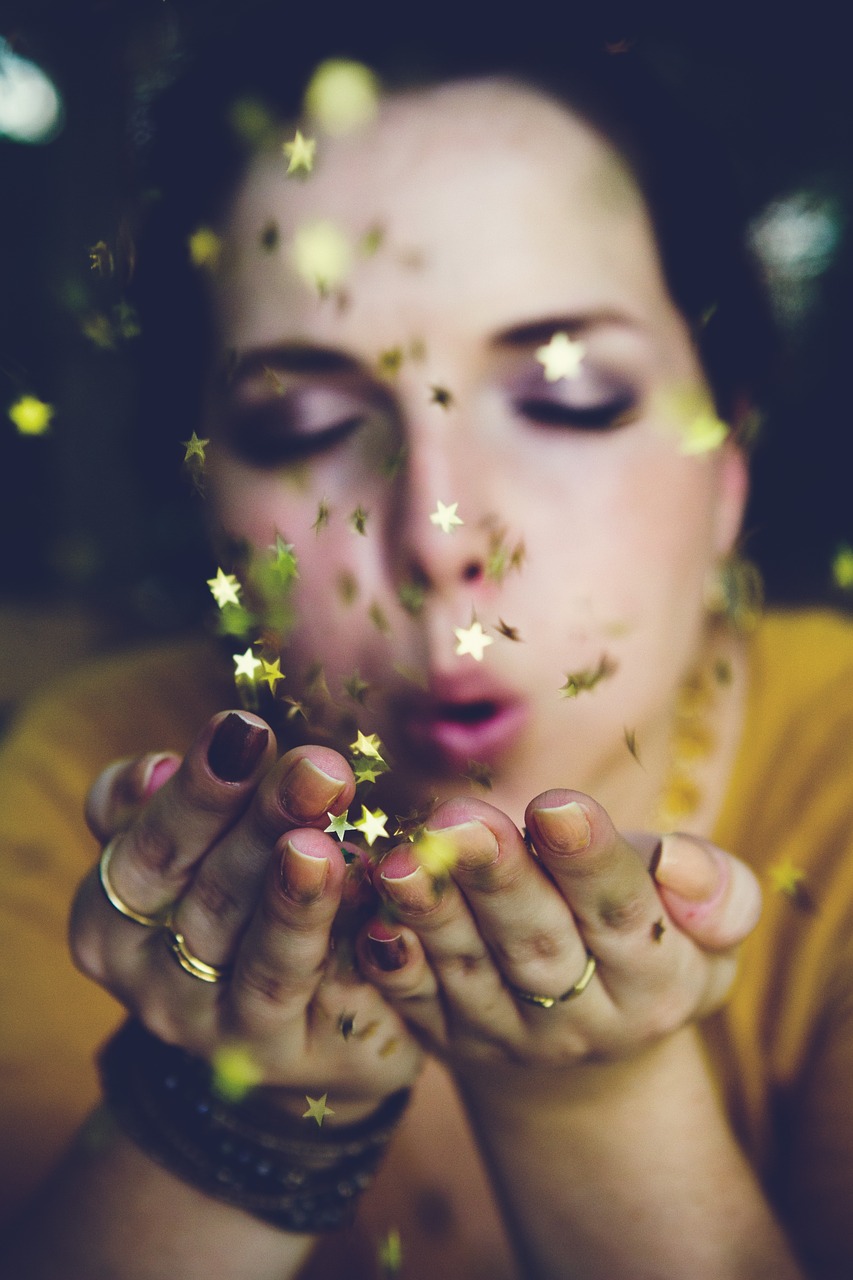 Image - girls woman blowing stars glitter