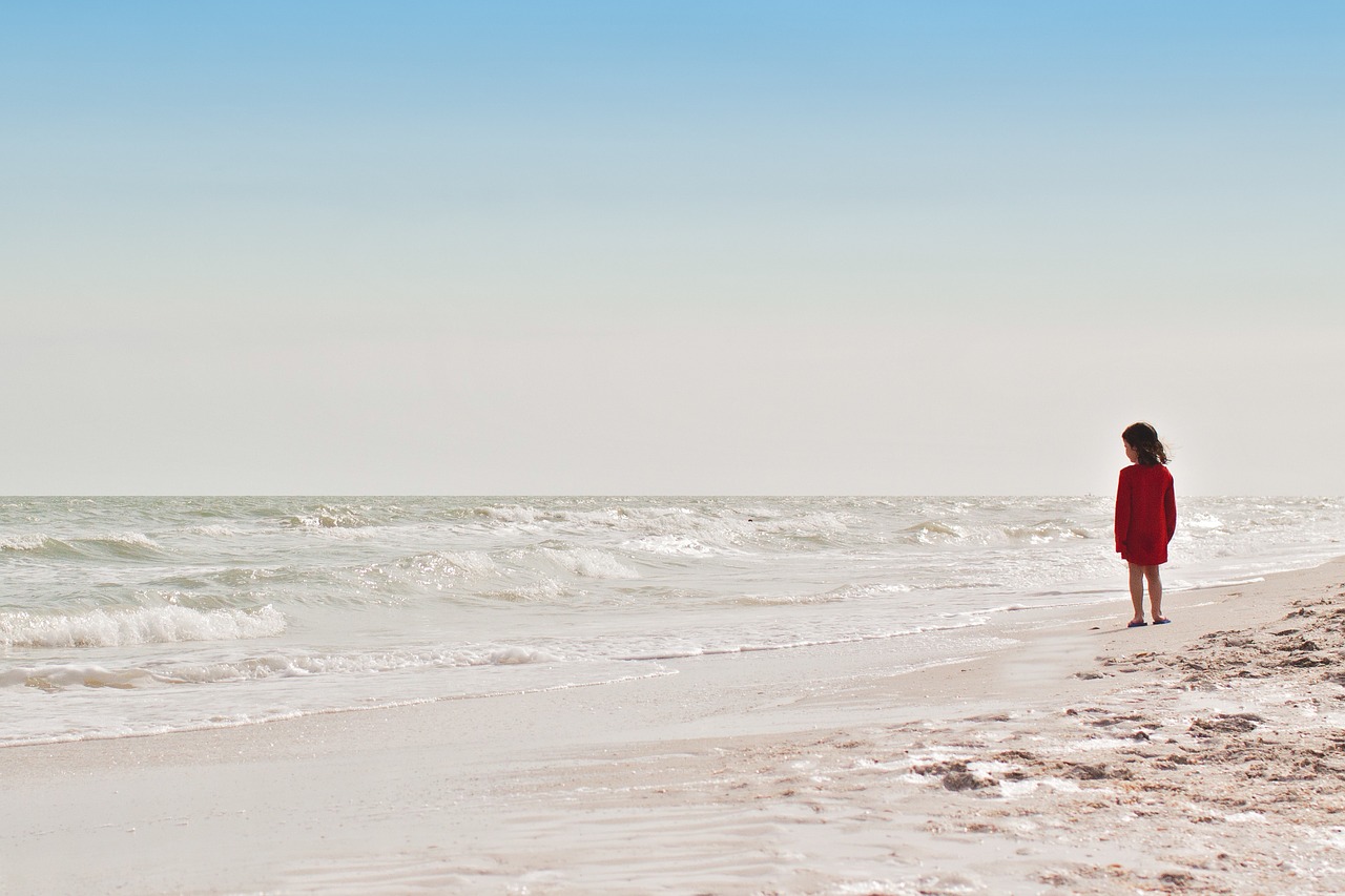 Image - ocean beach woman waves horizon