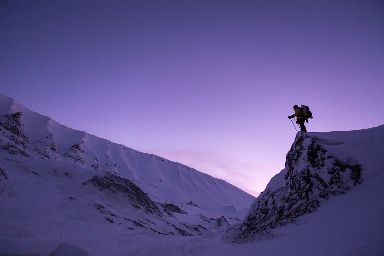 Image - snow sunset hiking cold