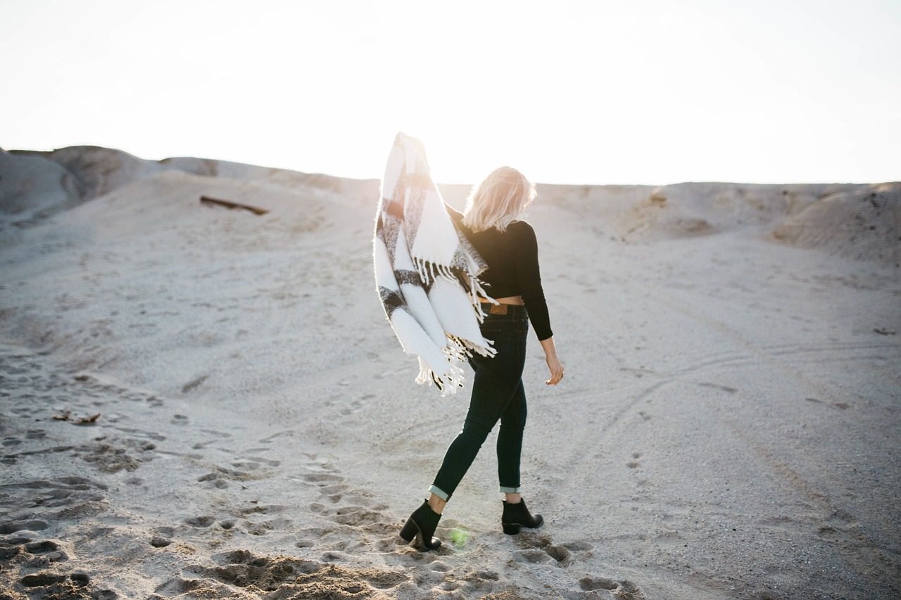 Image - woman beach picnic rug summer