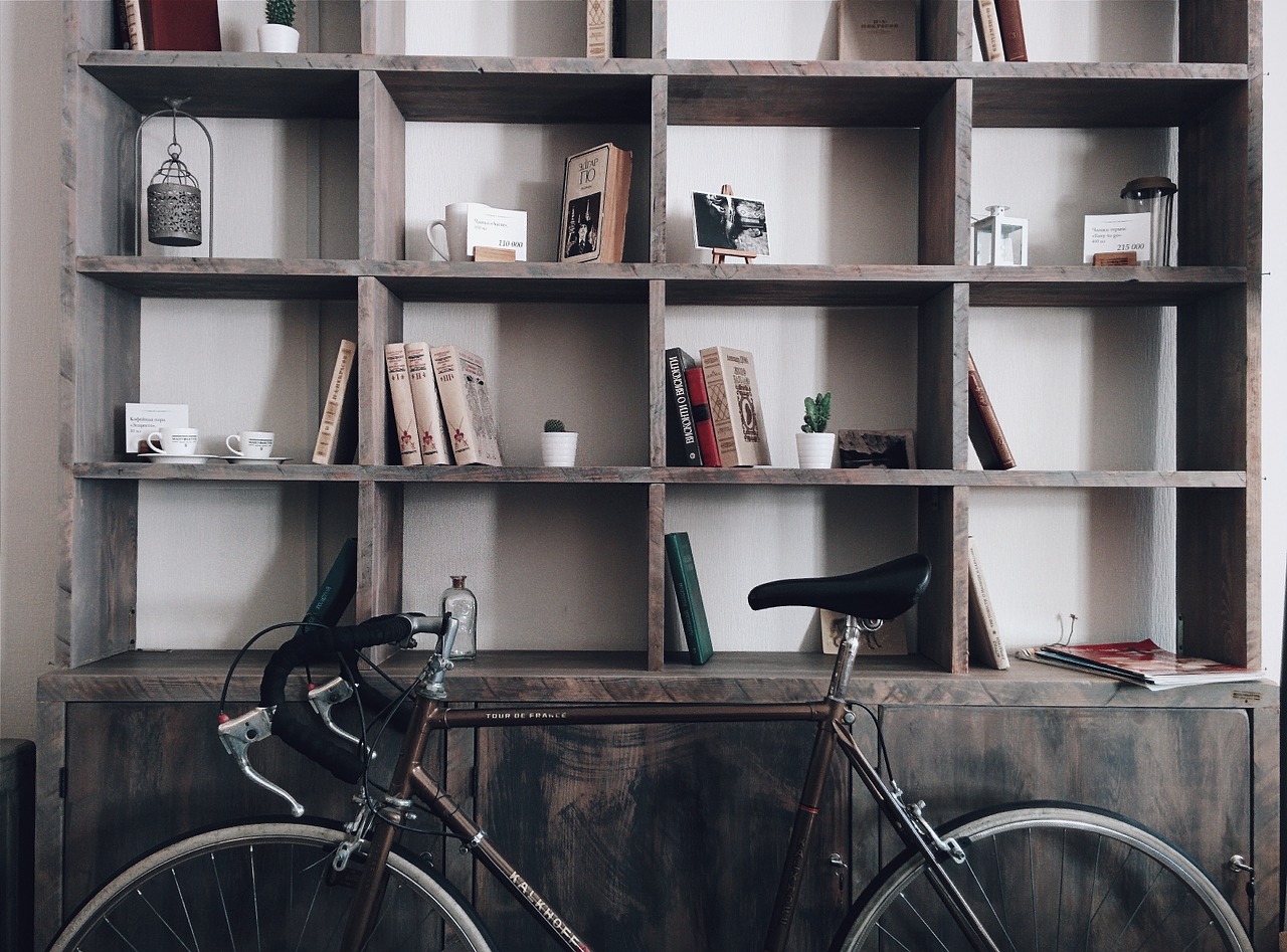 Image - bicycle shelves shelf books home