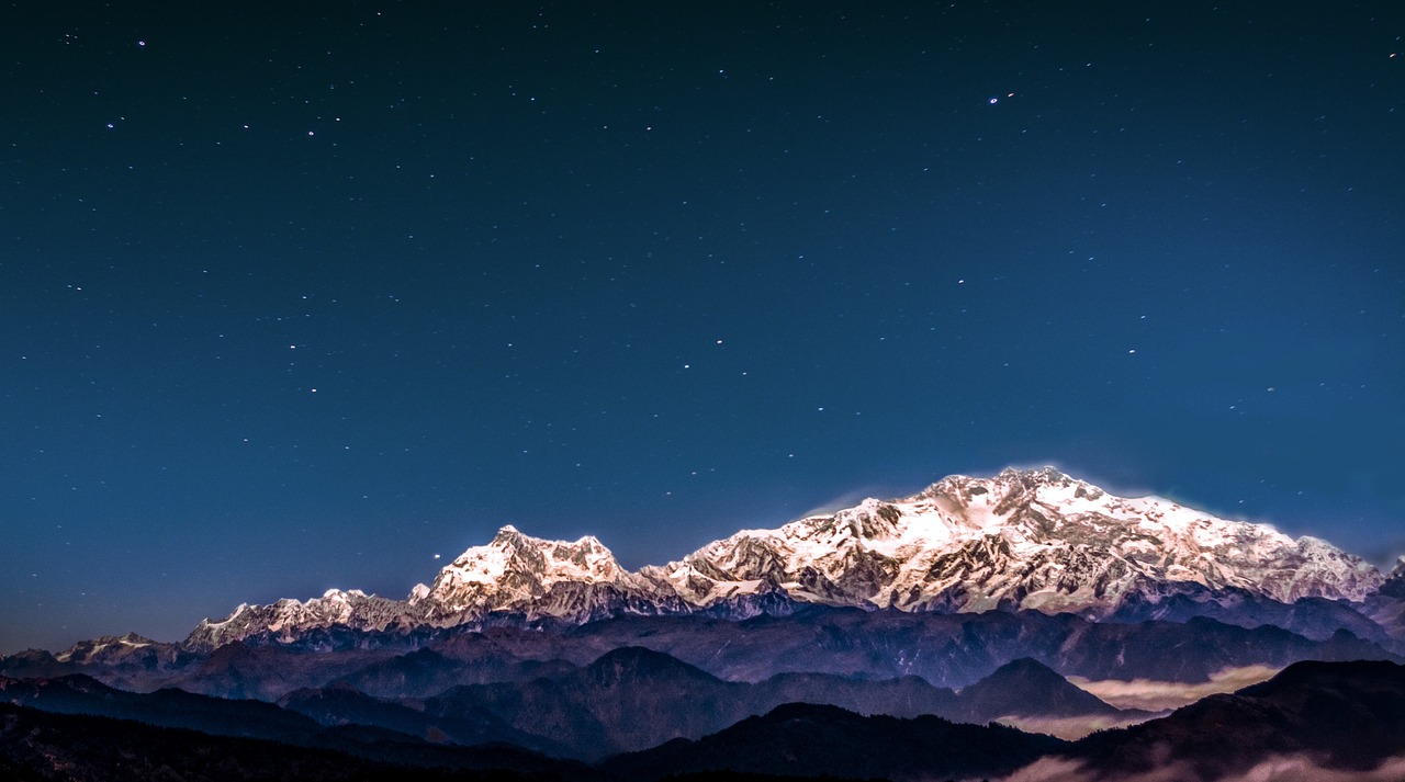 Image - night sky stars mountains landscape