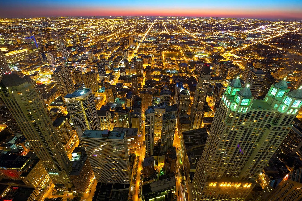 Image - skyline night city chicago skyline