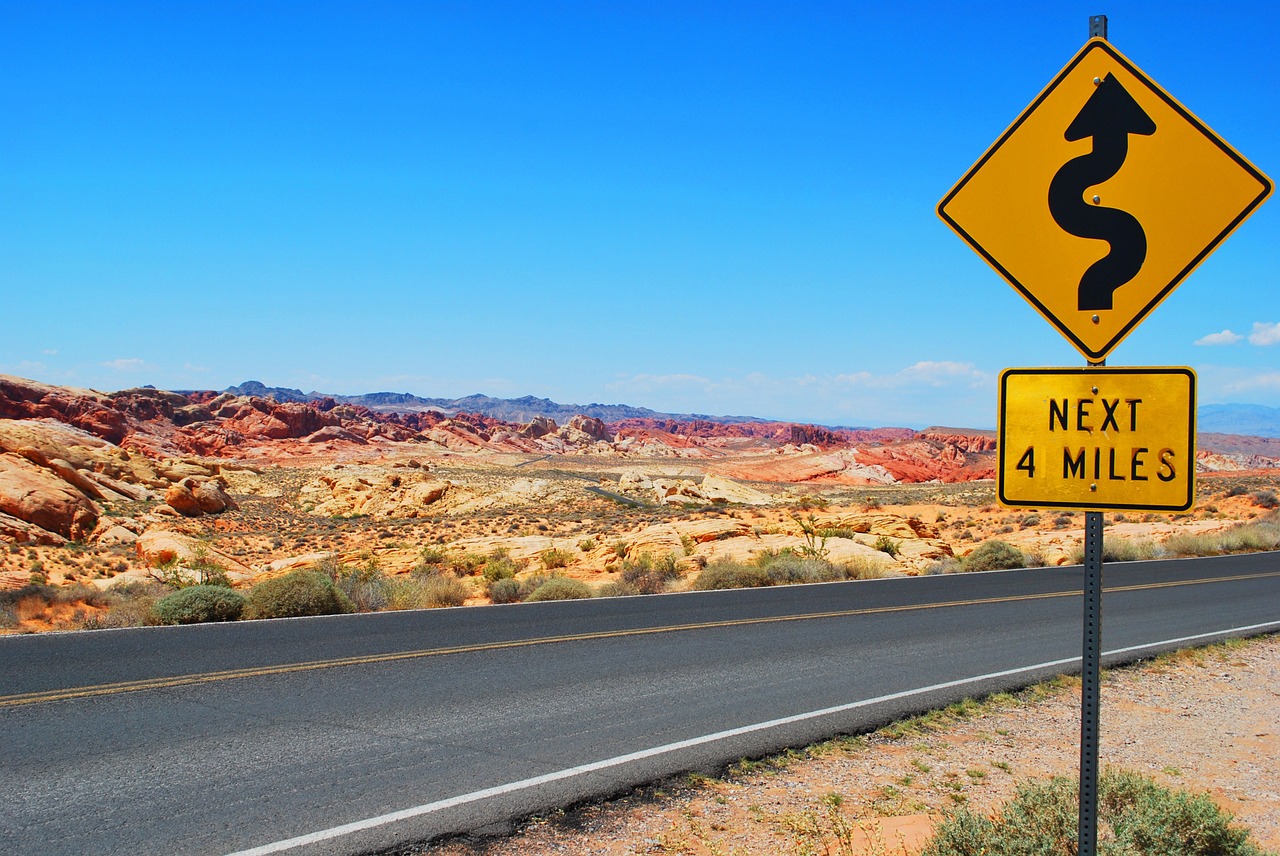 Image - road sign road trip desert landscape