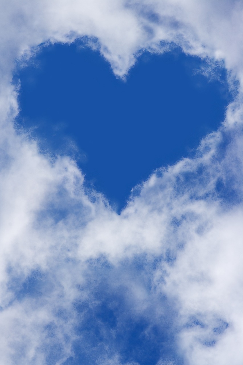Image - heart sky clouds blue sky