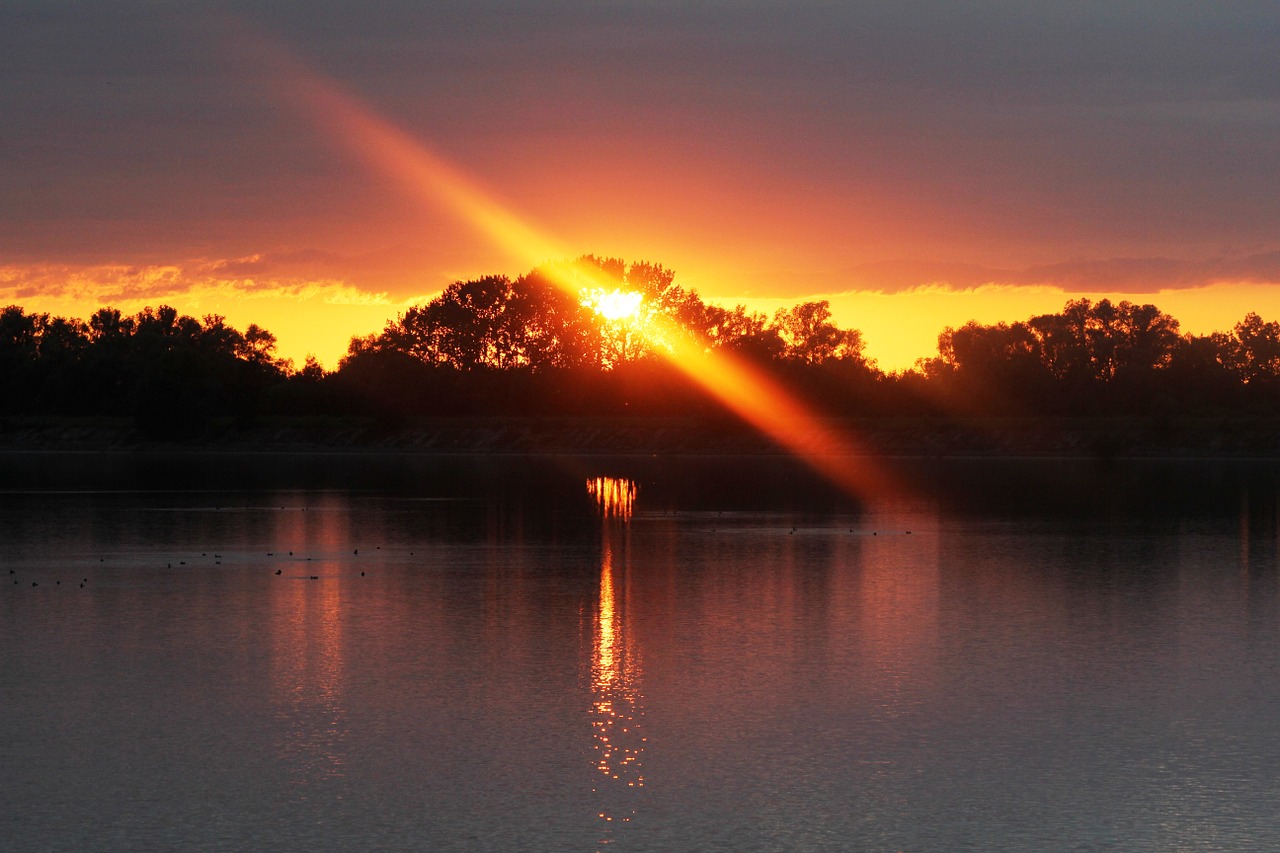 Image - sunset lichtspiel sun nature lake