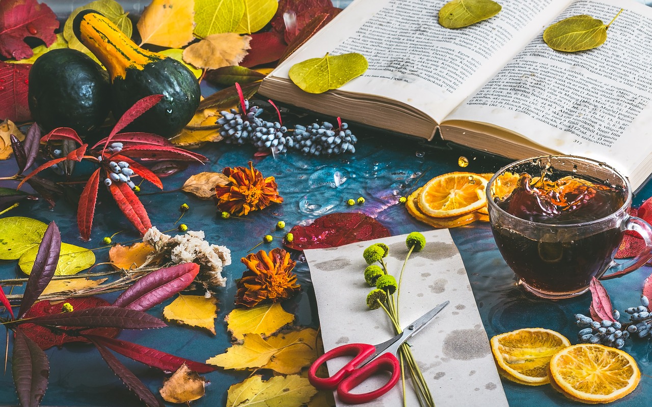 Image - autumn mood autumn tea book leaves
