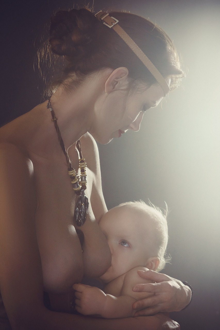 Image - madonna baby feeding lady girl