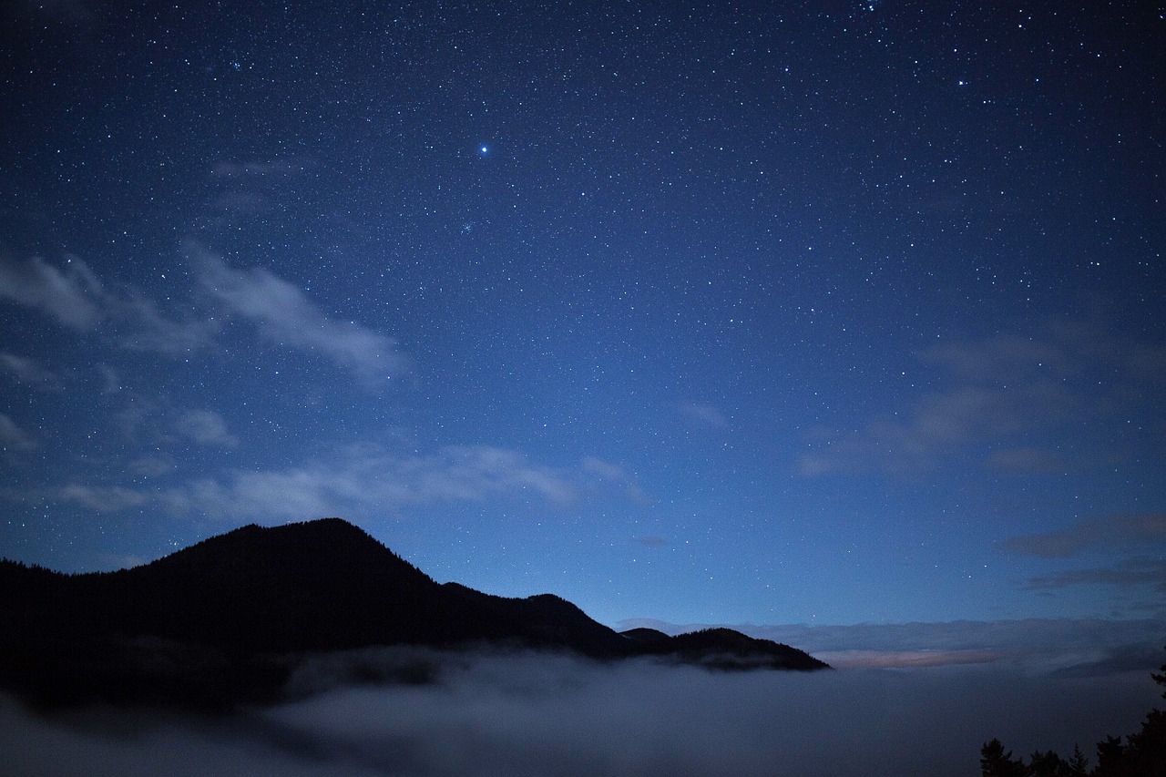 Image - sky stars mountain top night sky