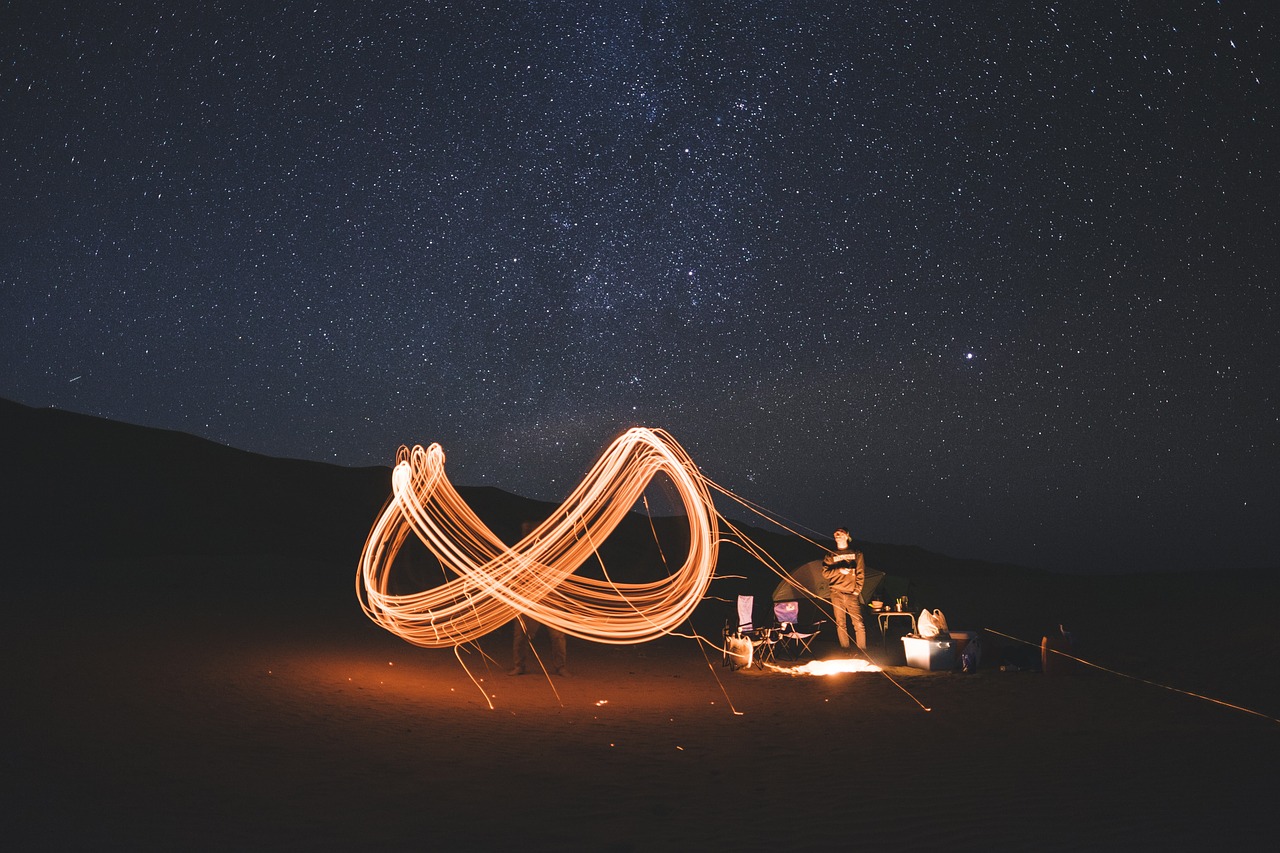 Image - night sky camping sparks fire