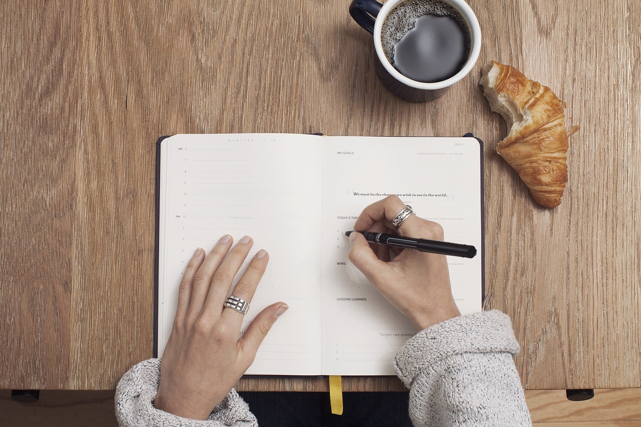 Image - coffee write table notebook