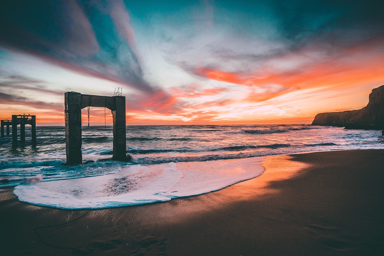 Image - beach sunset sand ocean sea coast