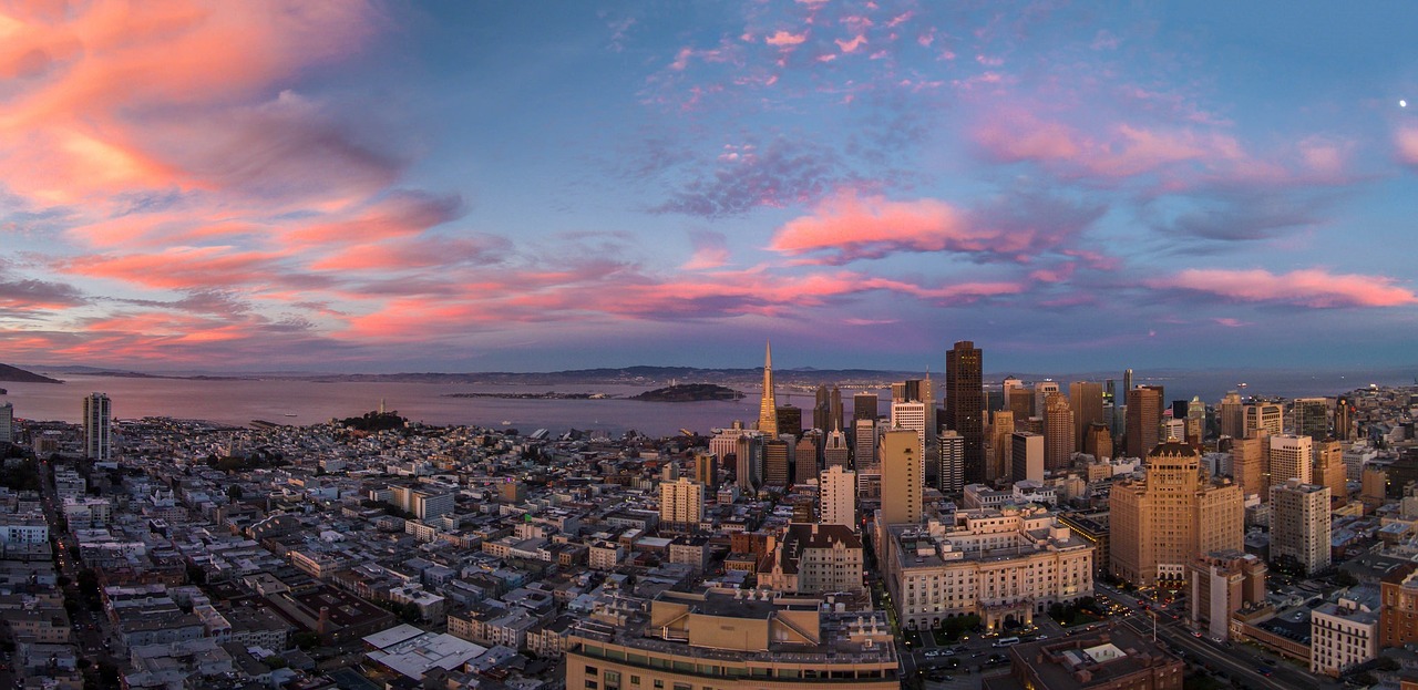 Image - san francisco sunset drone purple