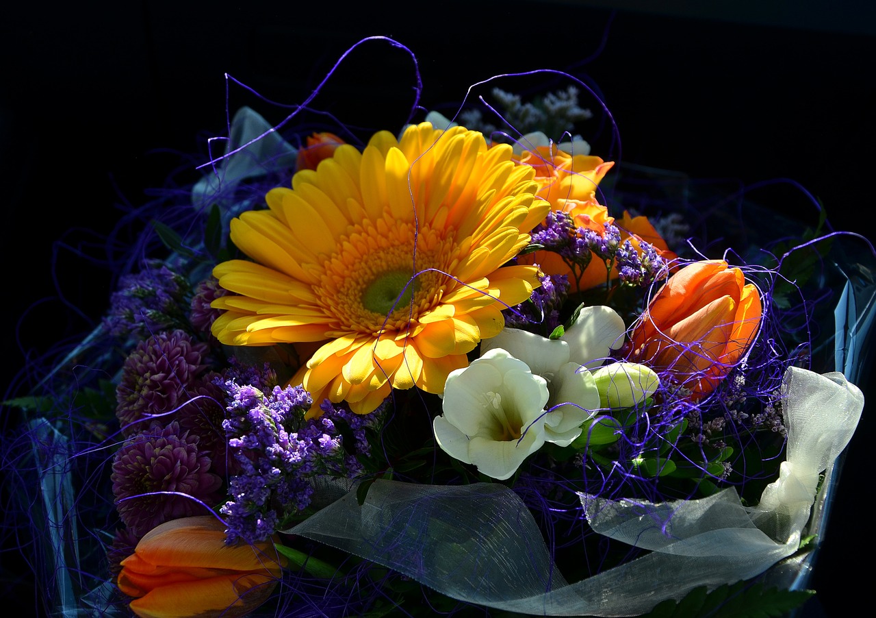 Image - bouquet colorful birthday flowers