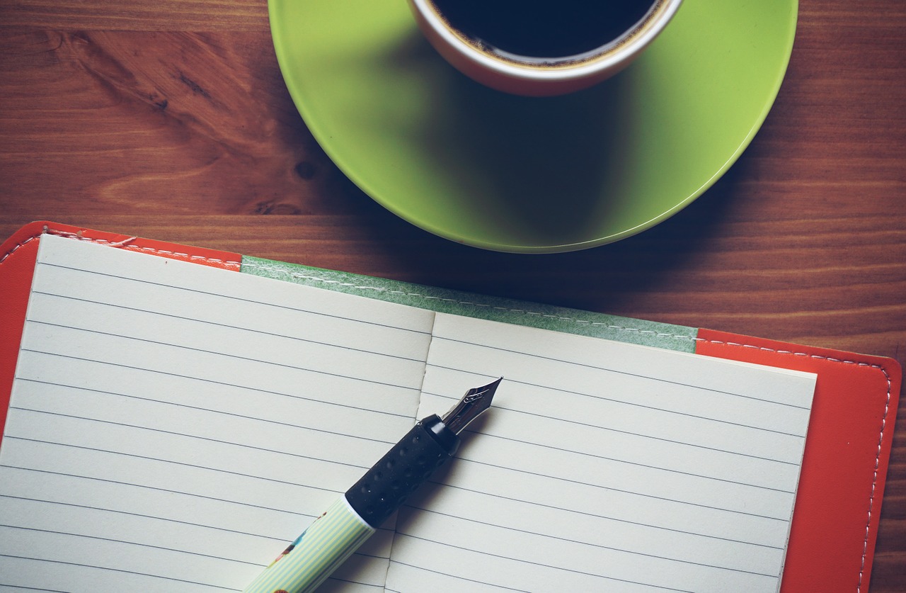 Image - coffee notebook wooden background