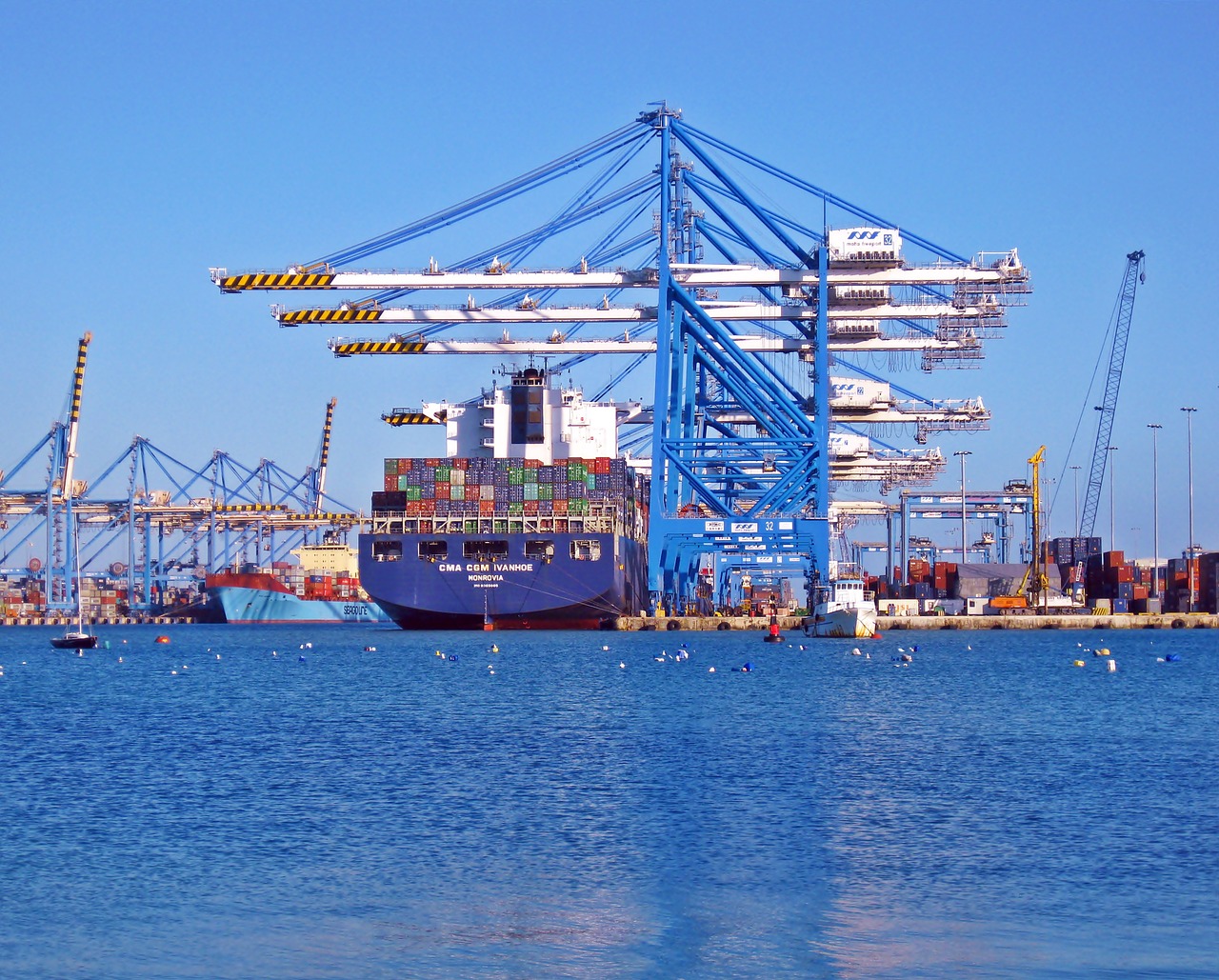 Image - dock ship container port boat