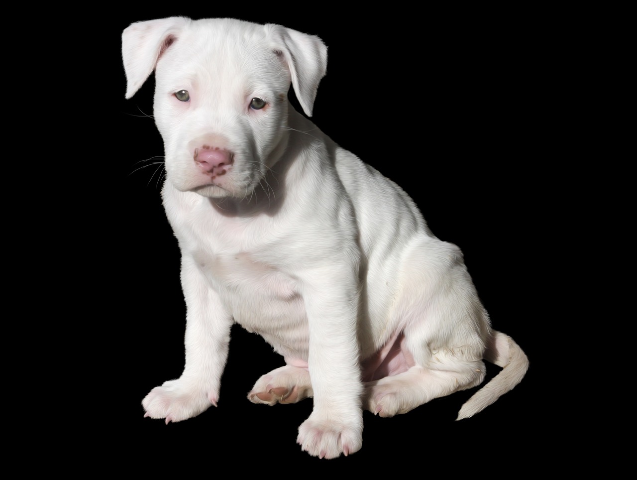 Image - cute white puppy dog pit bull