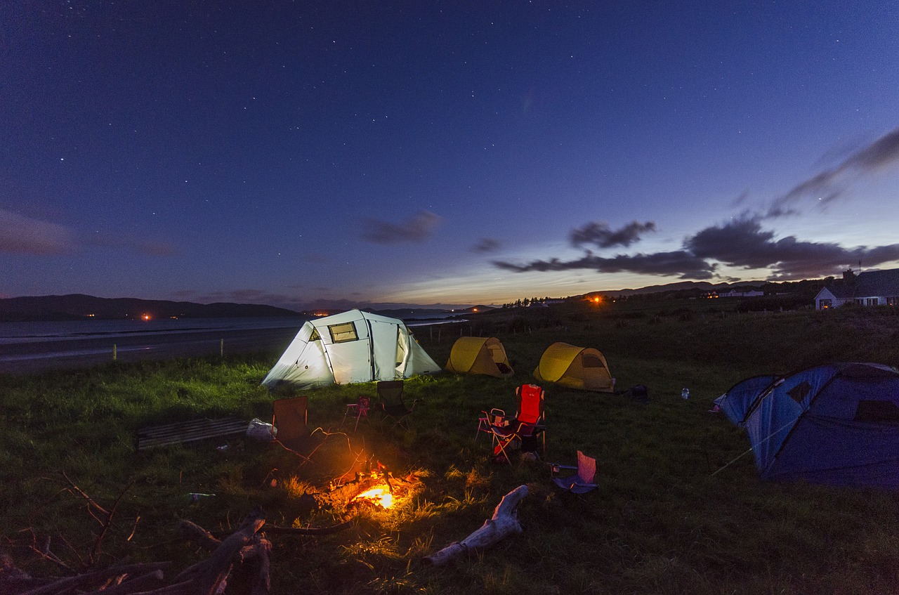 Image - camping tent fire summer outdoors