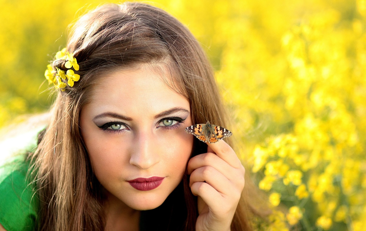 Image - girl butterfly camp flowers yellow