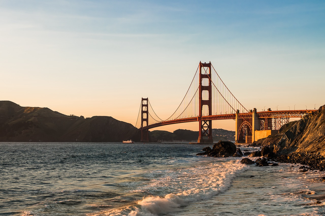 Image - bridge golden gate sea sunset