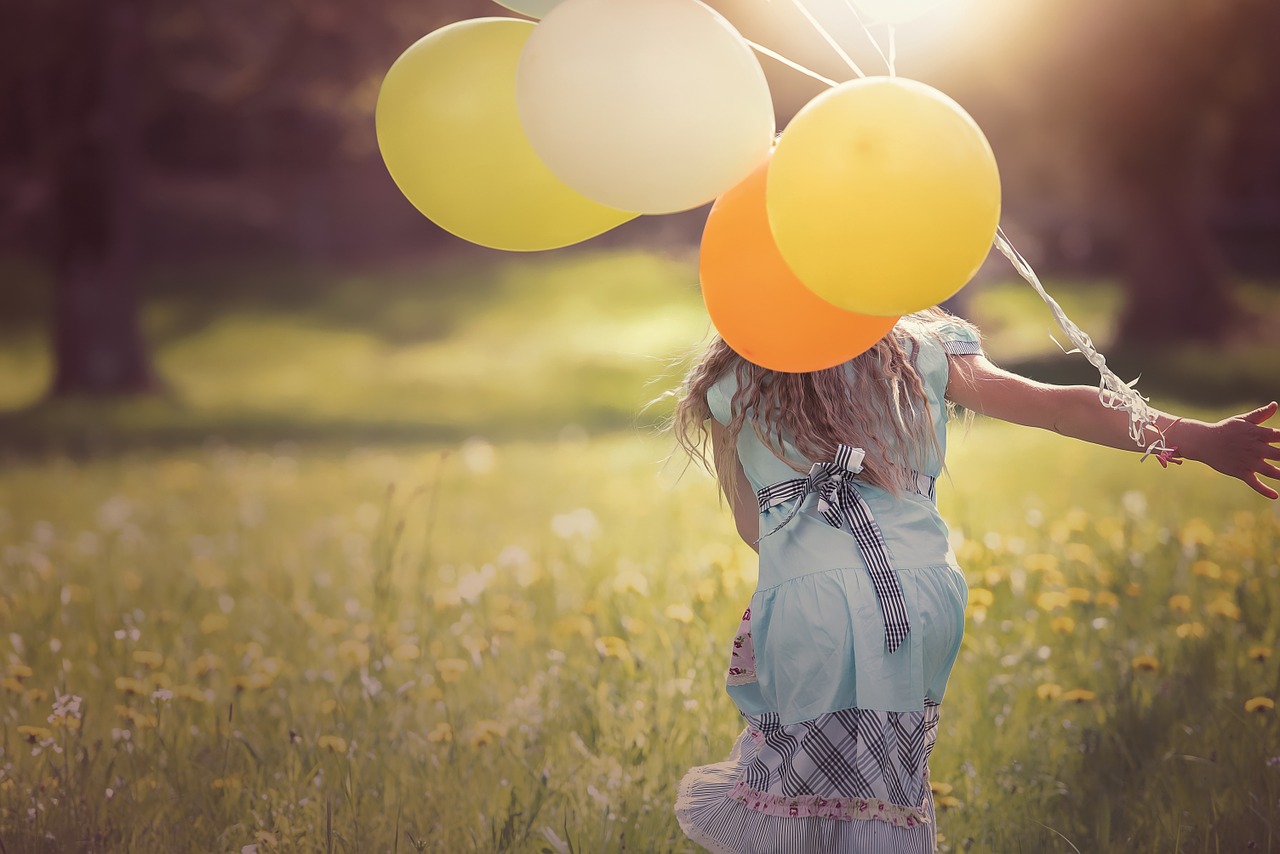 Image - person human female girl balloons