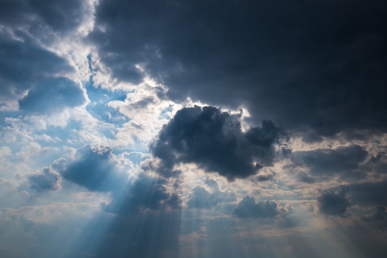 Image - sky clouds sun rays weather blue