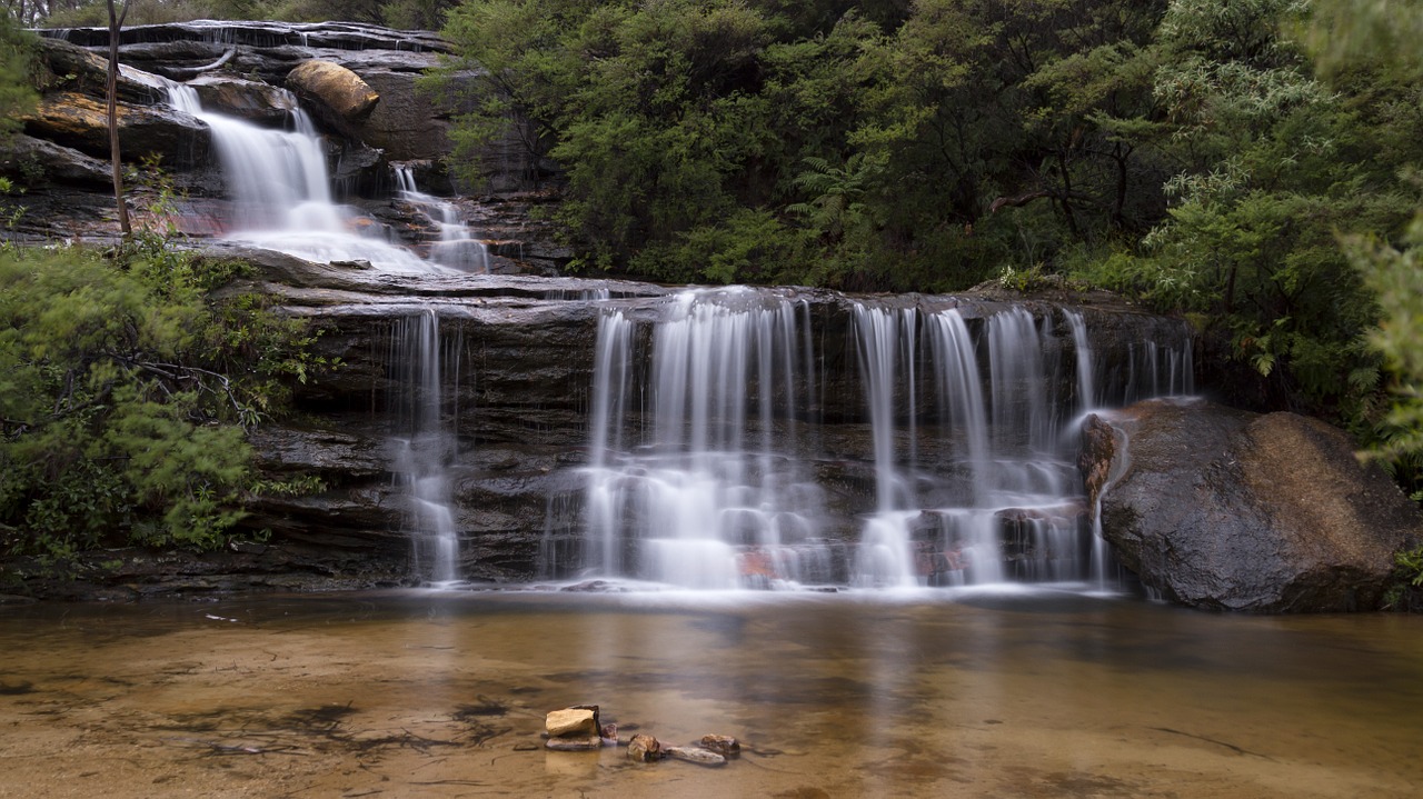 Image - waterfall mountain forest nature