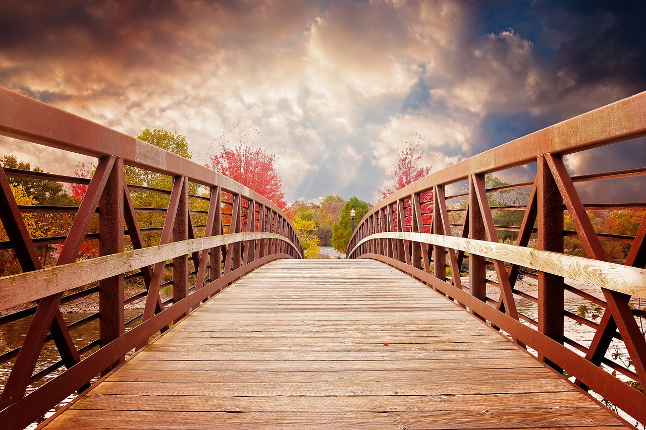 Image - bridge sunset nature fall river