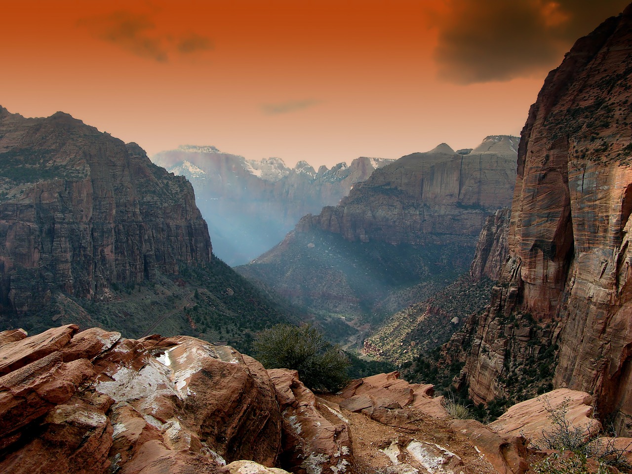 Image - zion park utah mountains landscape