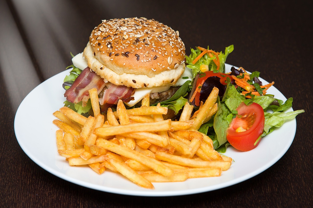 Image - hamburger food burger french fries