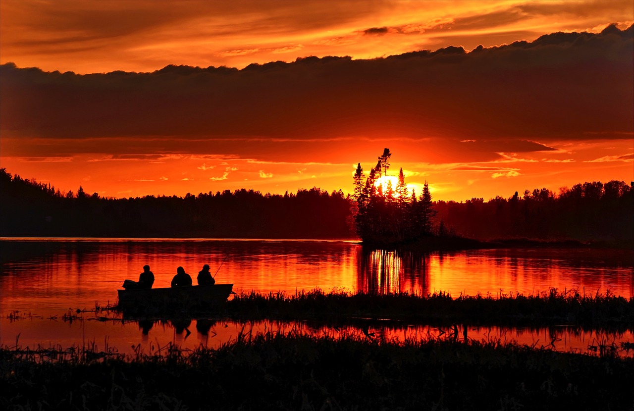 Image - sunset evening twilight fishermen